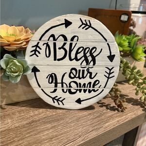 Rustic White 'Bless Our Home' Wall Decor or Tiered Tray